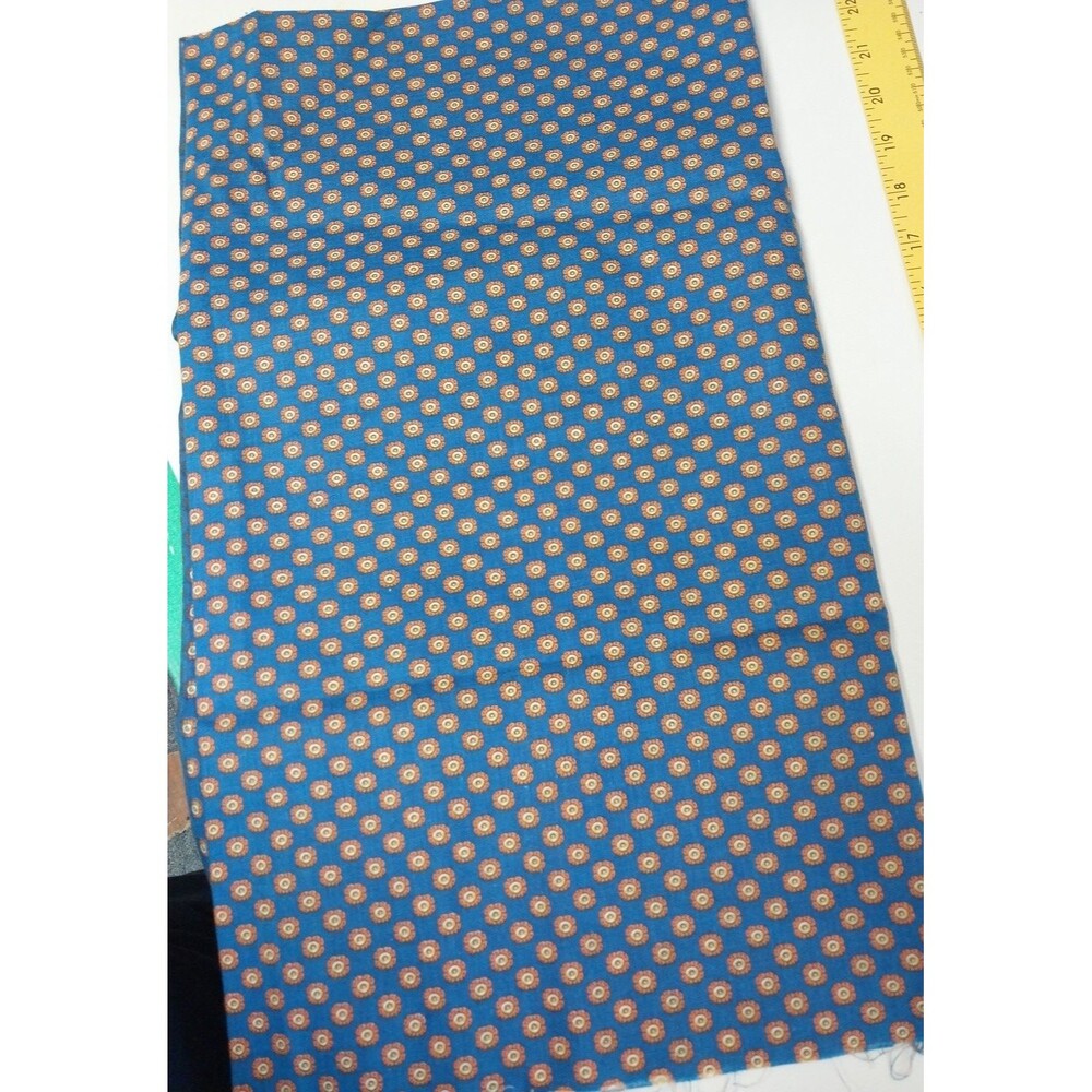 1 Yard 36" Wide Blue/Gold Cotton Fabric